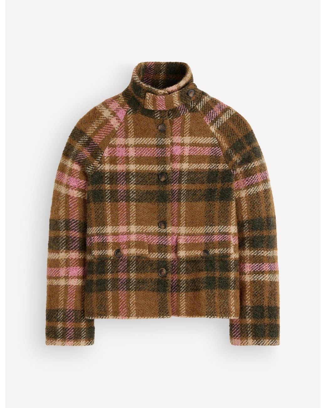 Boden Natural Short Funnel Neck Wool Coat