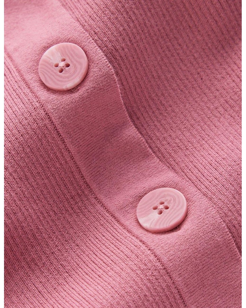 Boden Pink Rhianne Cotton Rib Cardigan