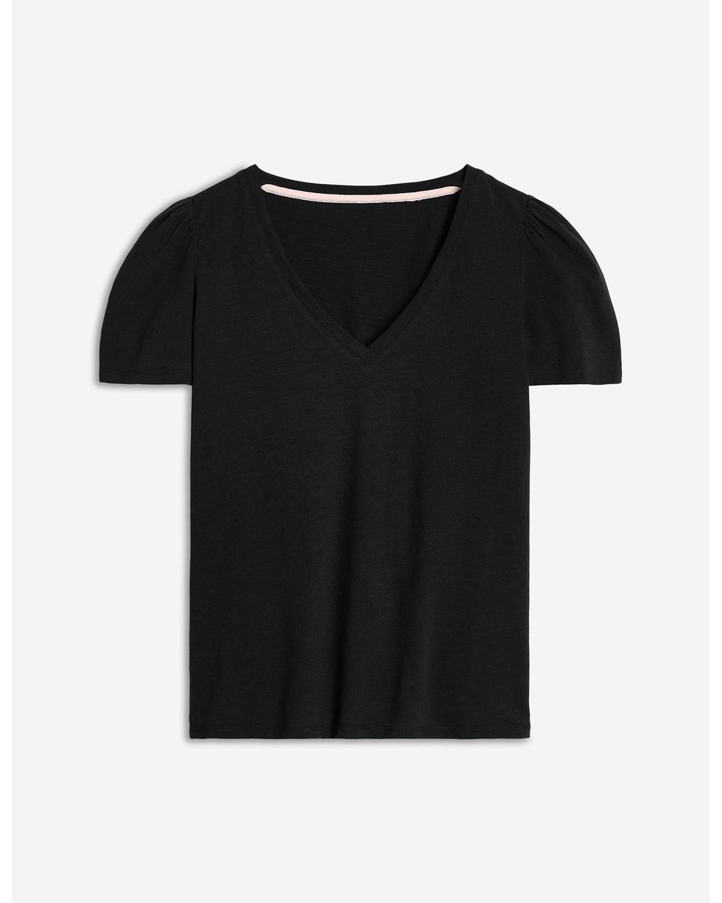 Boden Black Sophie V-Neck Slub T-Shirt