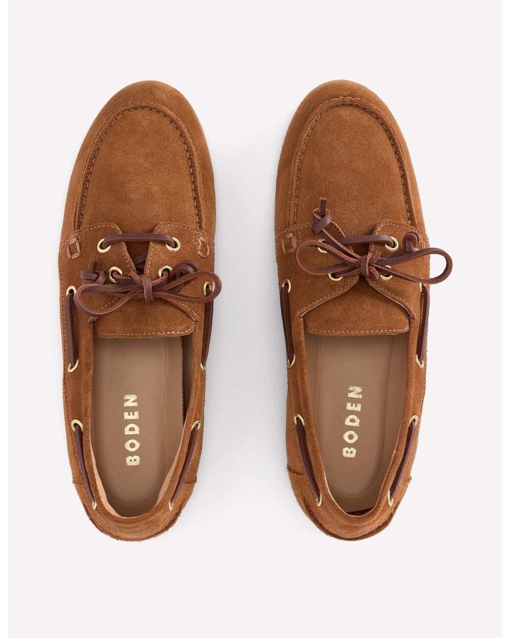 Boden Brown Lace-Up Boat Shoes