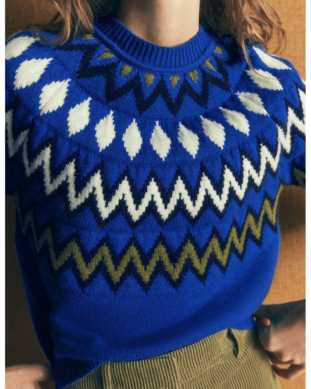 Boden Blue Mae Fair Isle Knitted Jumper
