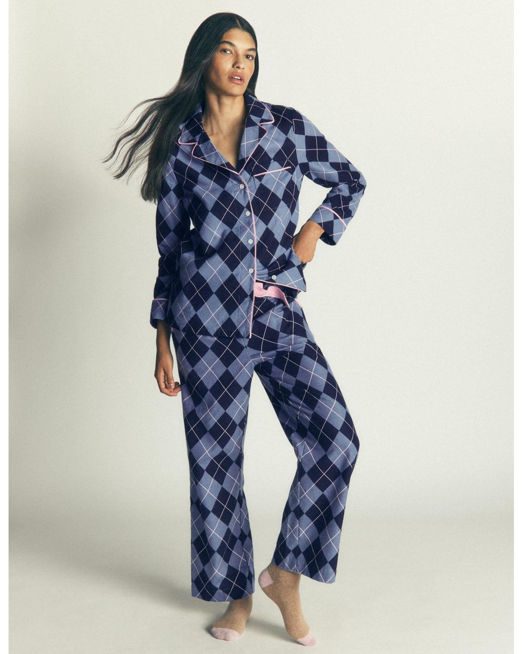 Boden Blue Brushed Cotton Pyjama Shirt