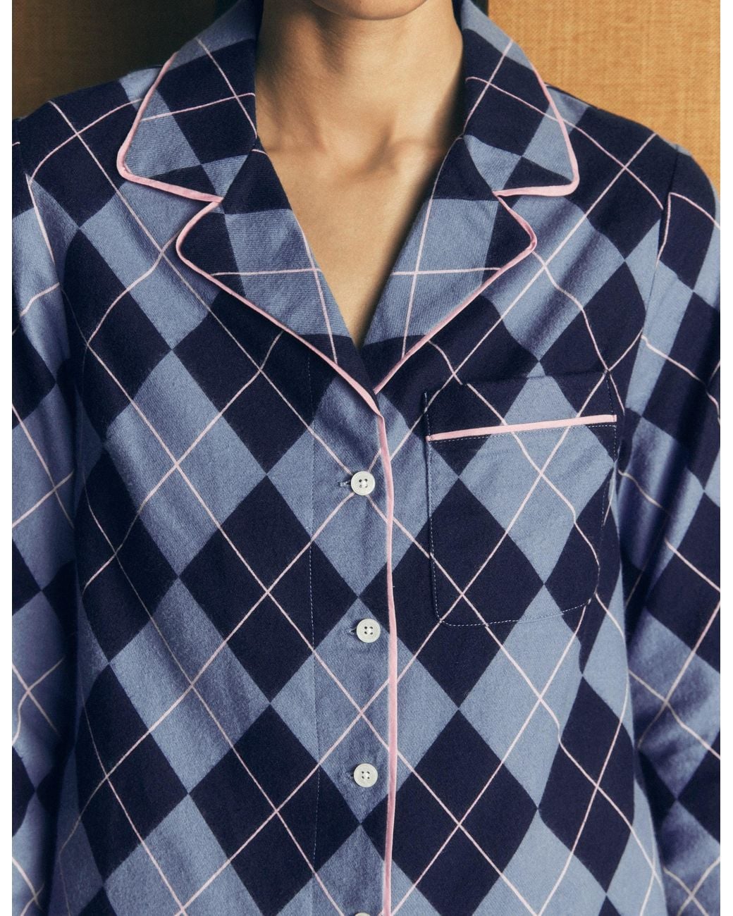 Boden Blue Brushed Cotton Pyjama Shirt