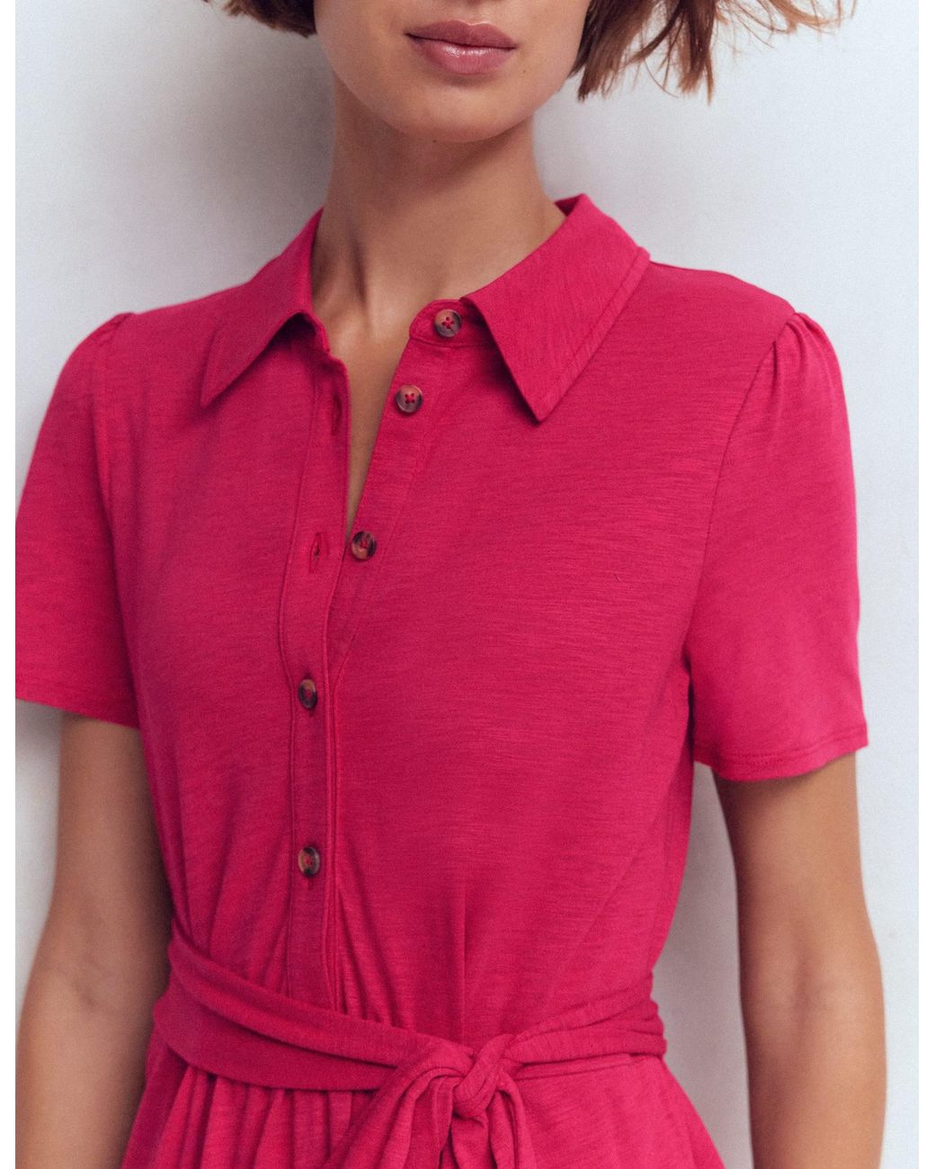 Boden Red Patti Short Jersey Shirt Dress