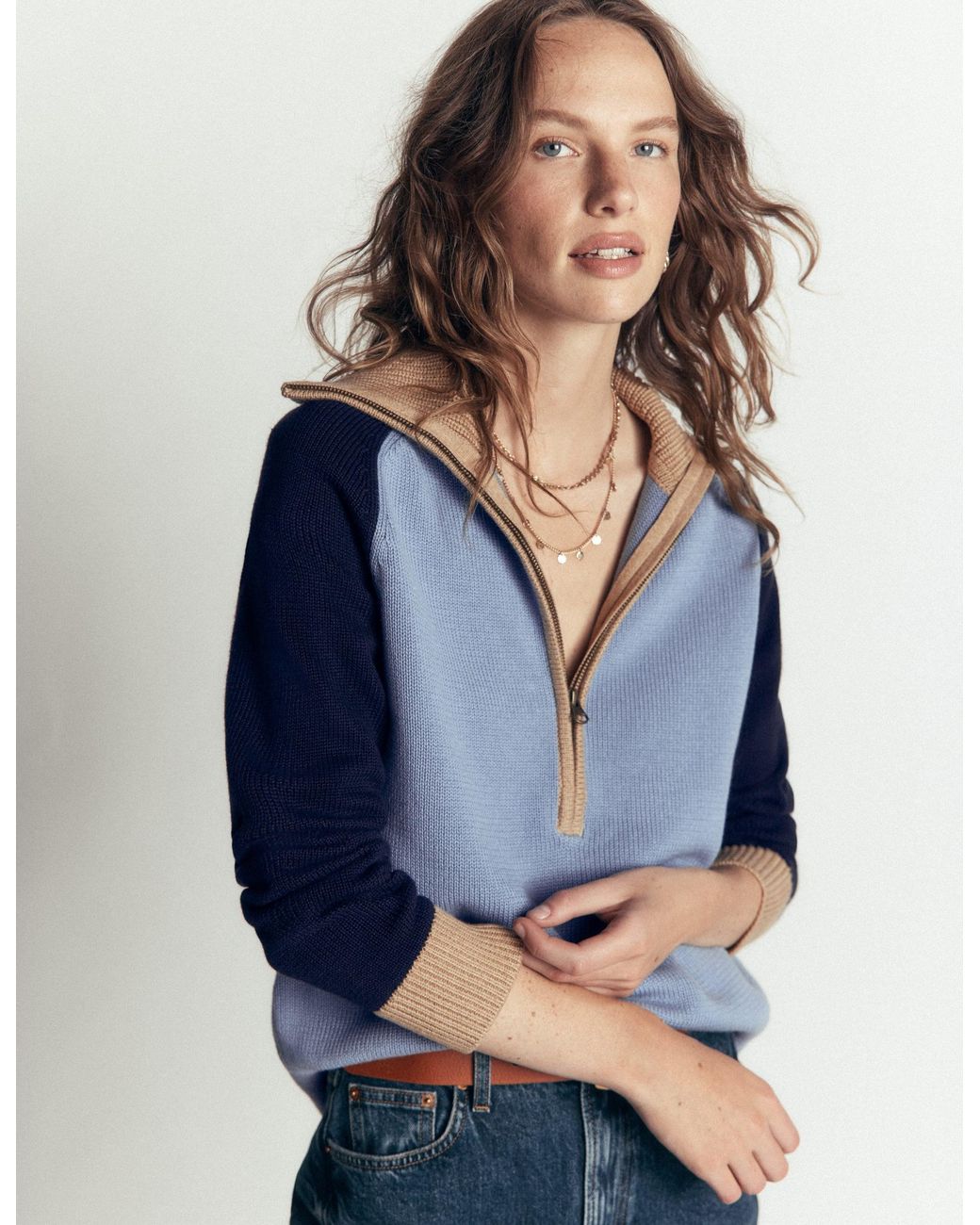 Boden Blue Lucy Half Zip Sweater
