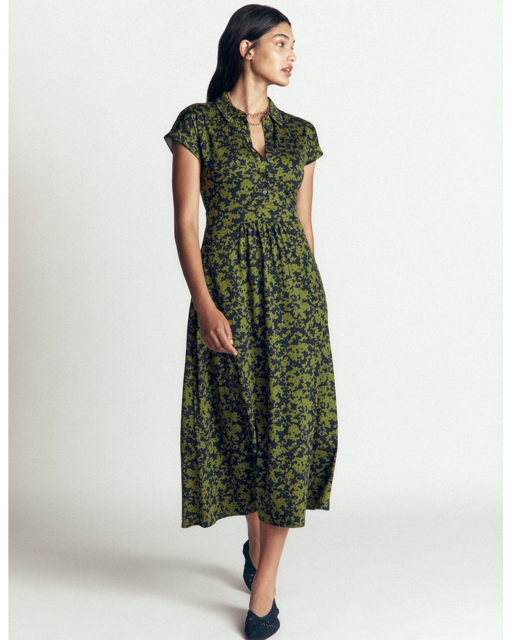 Boden Green Fae Jersey Shirt Dress