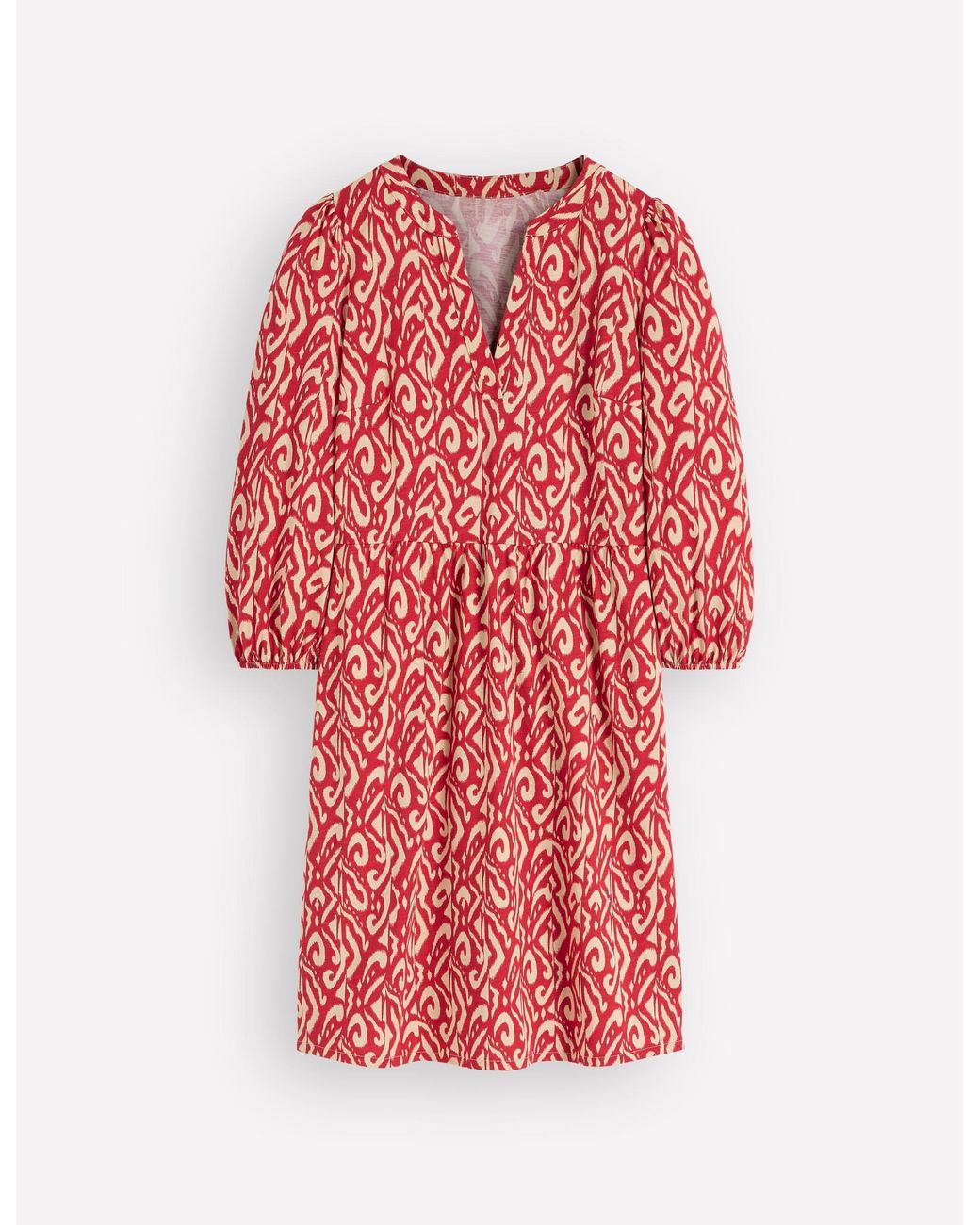 Boden Red Cathy Notch Neck Jersey Dress