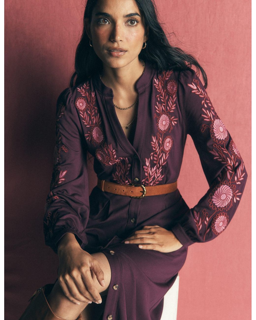 Boden Purple Juliet Jersey Midi Dress