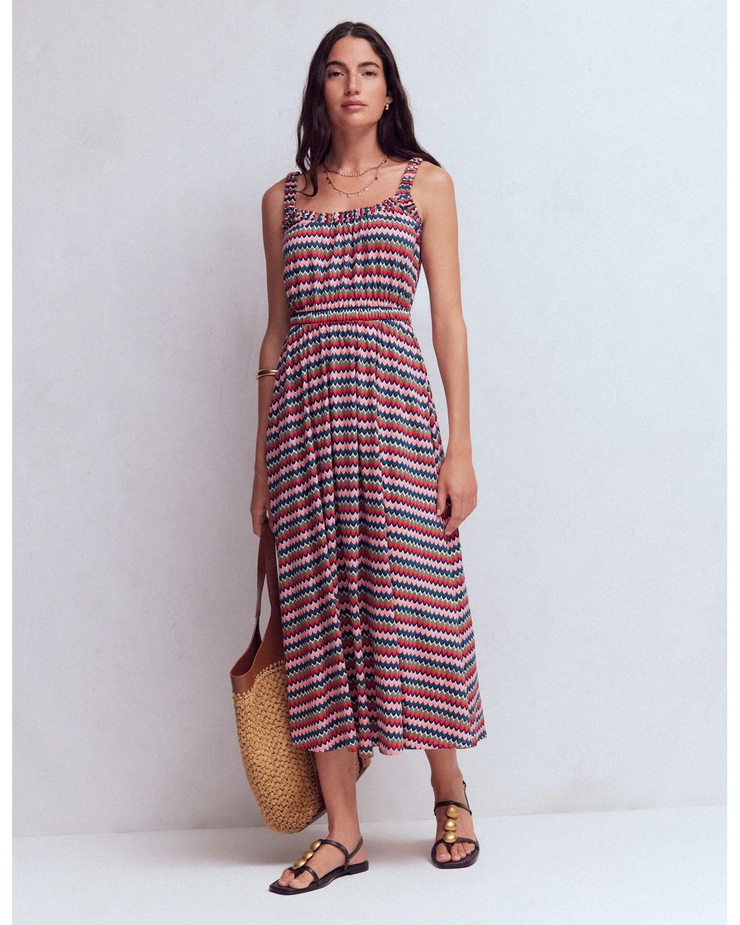 Boden Red Scoop Neck Jersey Dress