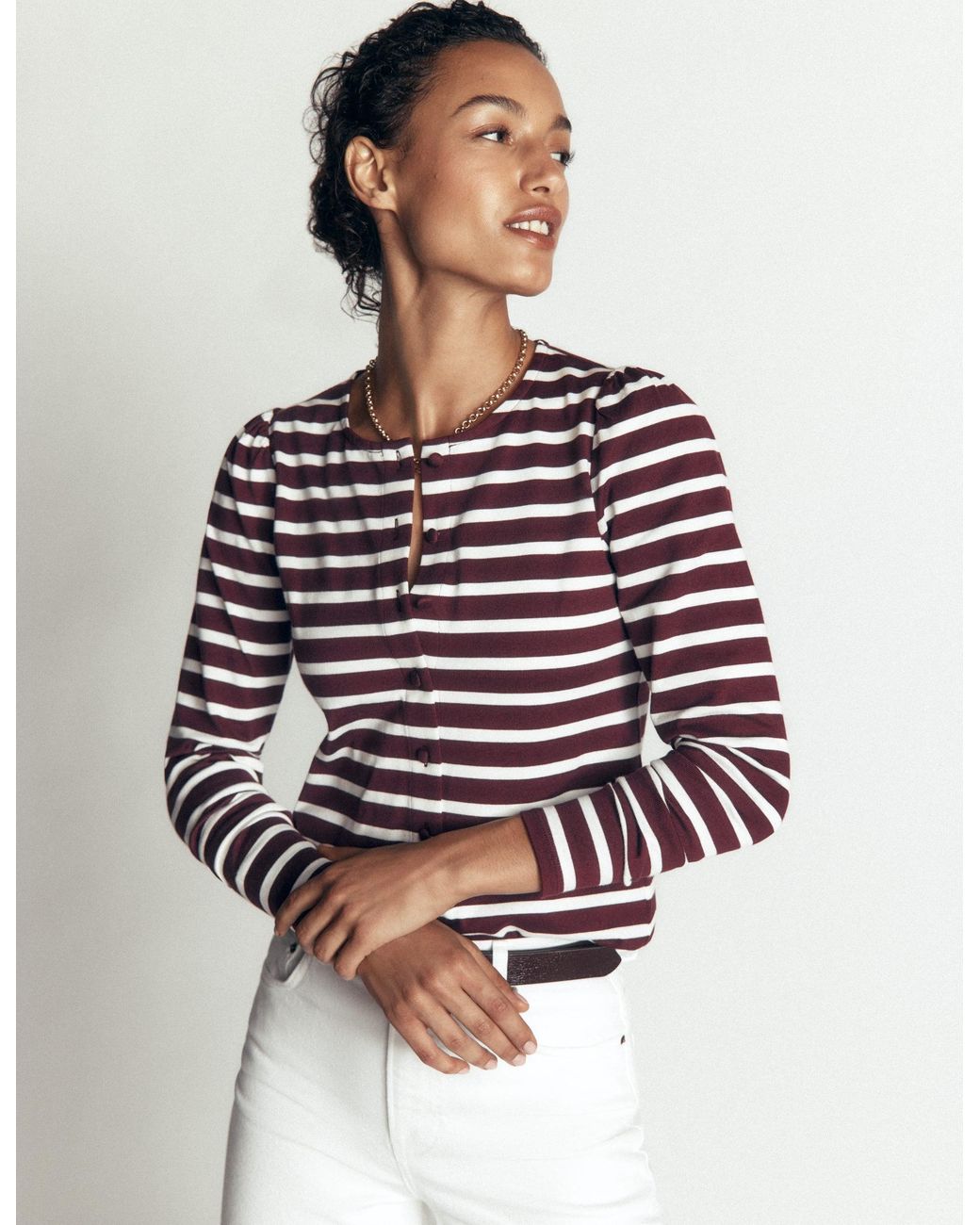 Boden Brown Iris Puff Sleeve Mariner