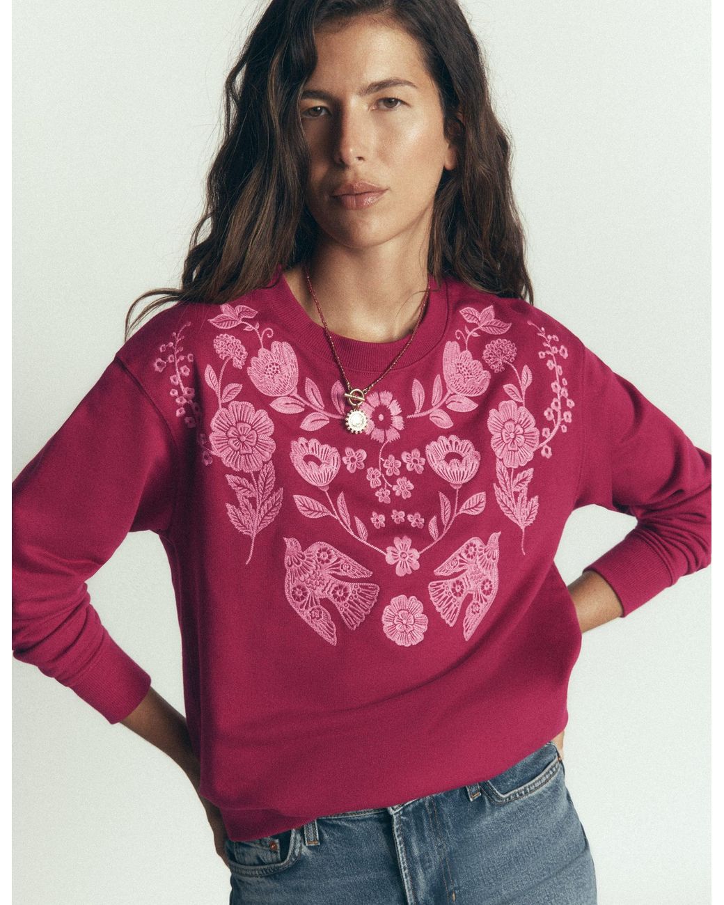 Boden Emi Embroidered Sweatshirt