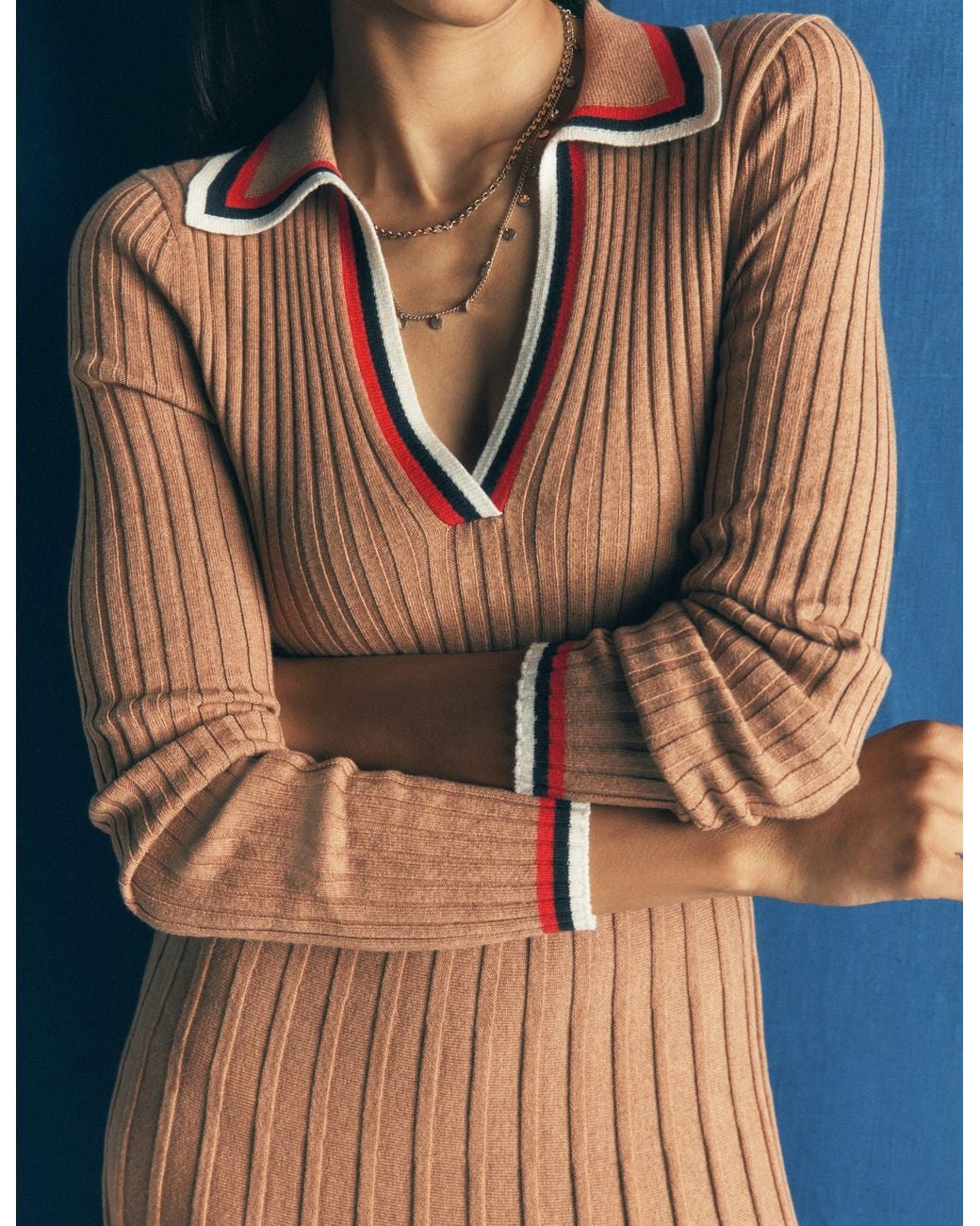 Boden Blue Ribbed Henley Knitted Dress