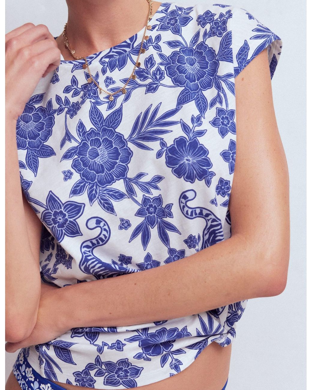 Boden Blue Louisa Cotton Slub T-Shirt