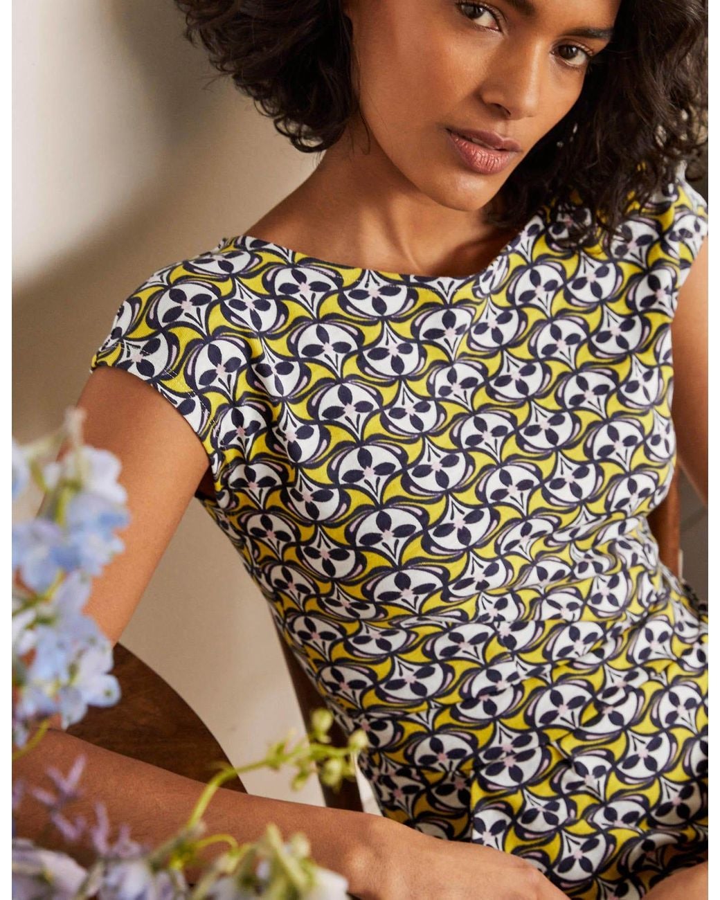 Boden Florrie Jersey Dress Olive Oil in Yellow | Lyst