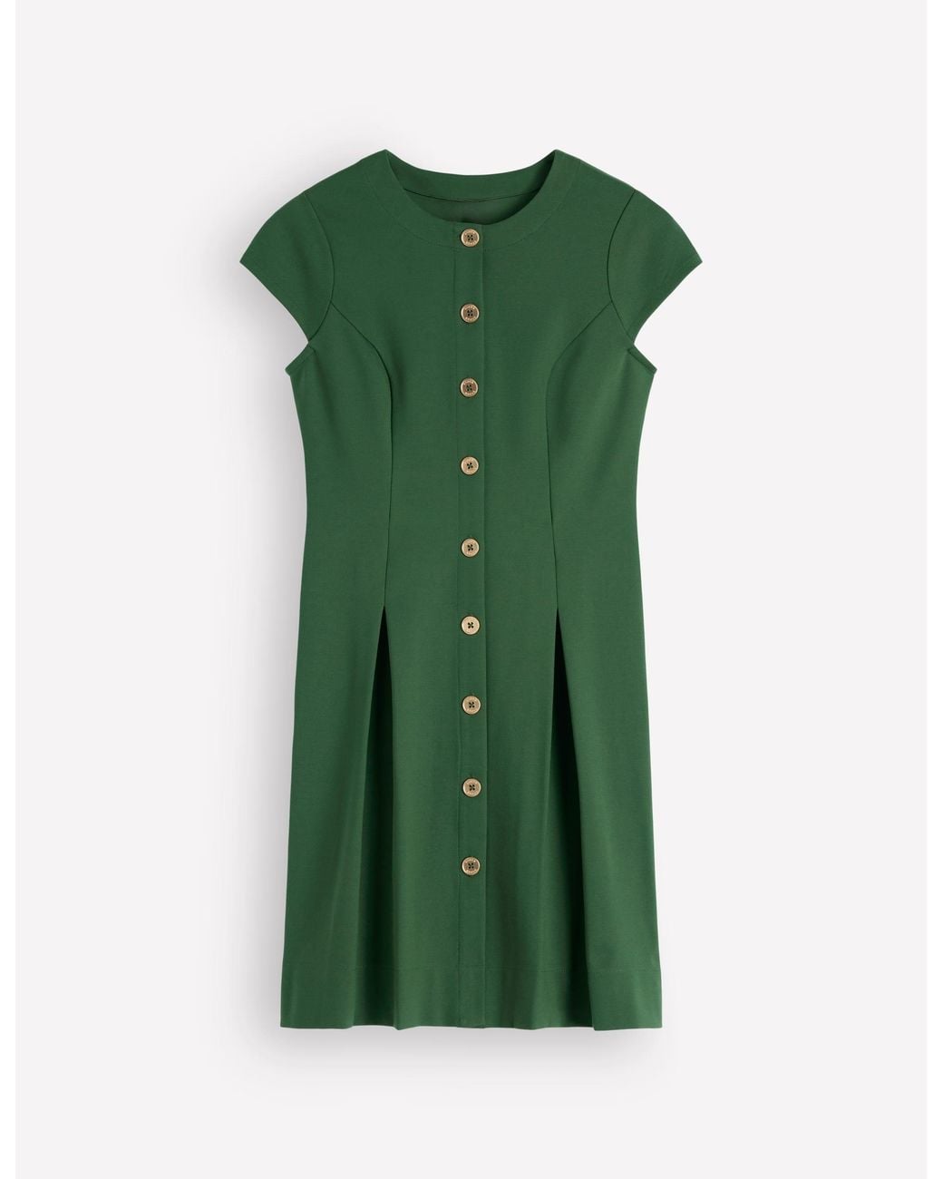 Boden Green Short Pleated Ponte Dress