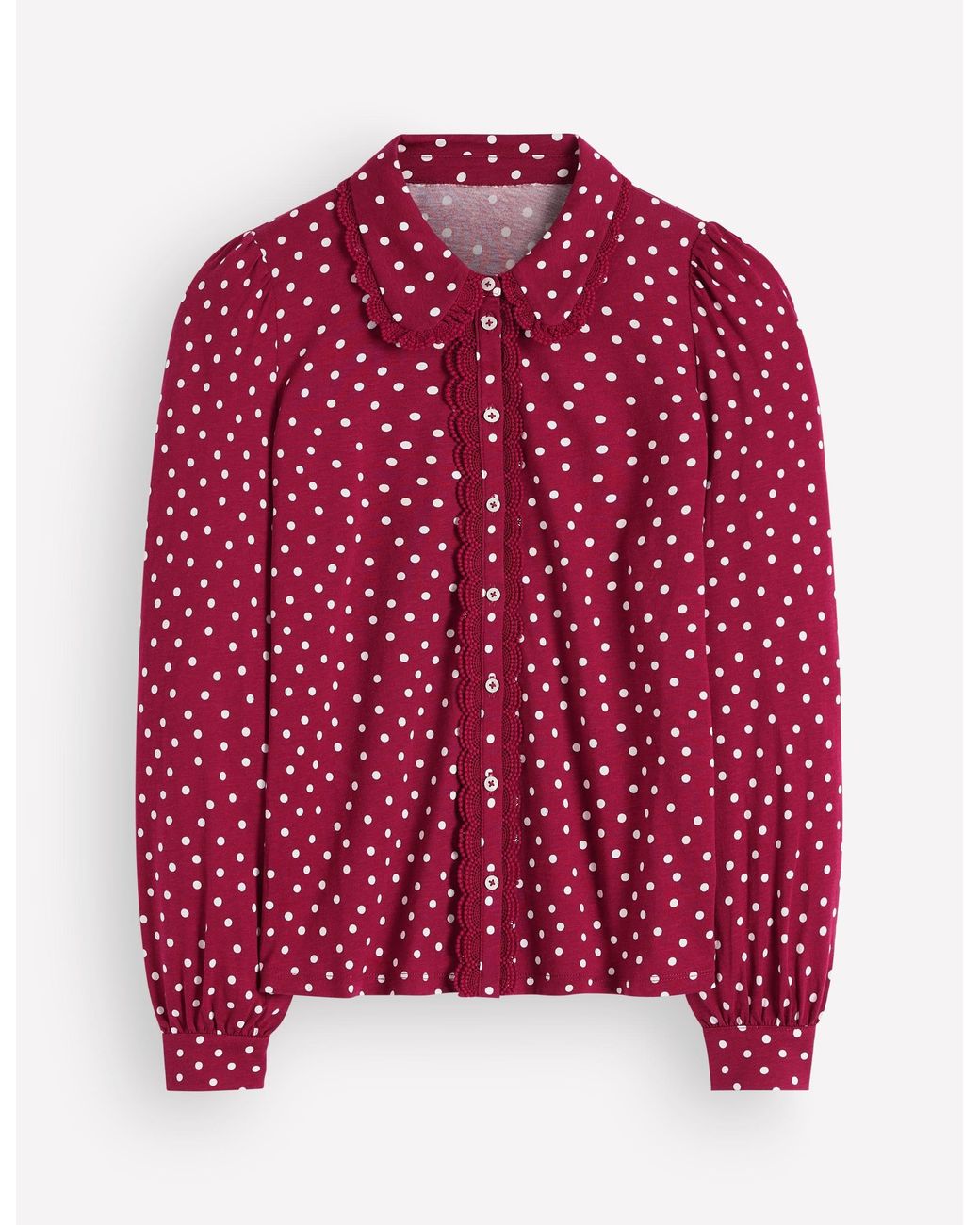 Boden Red Lace Frill Blouse