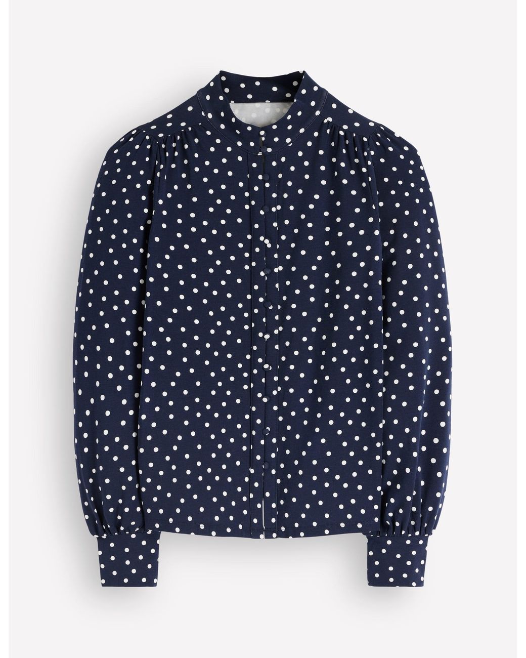 Boden Brown Isla Funnel Neck Button Blouse
