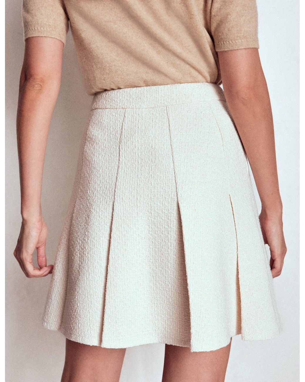 Boden White Flippy Textured Skirt
