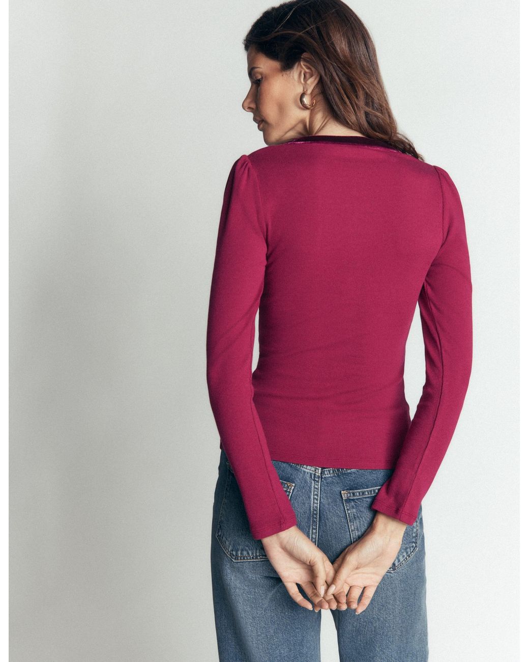Boden Pink Velvet Trim Ribbed Cardigan