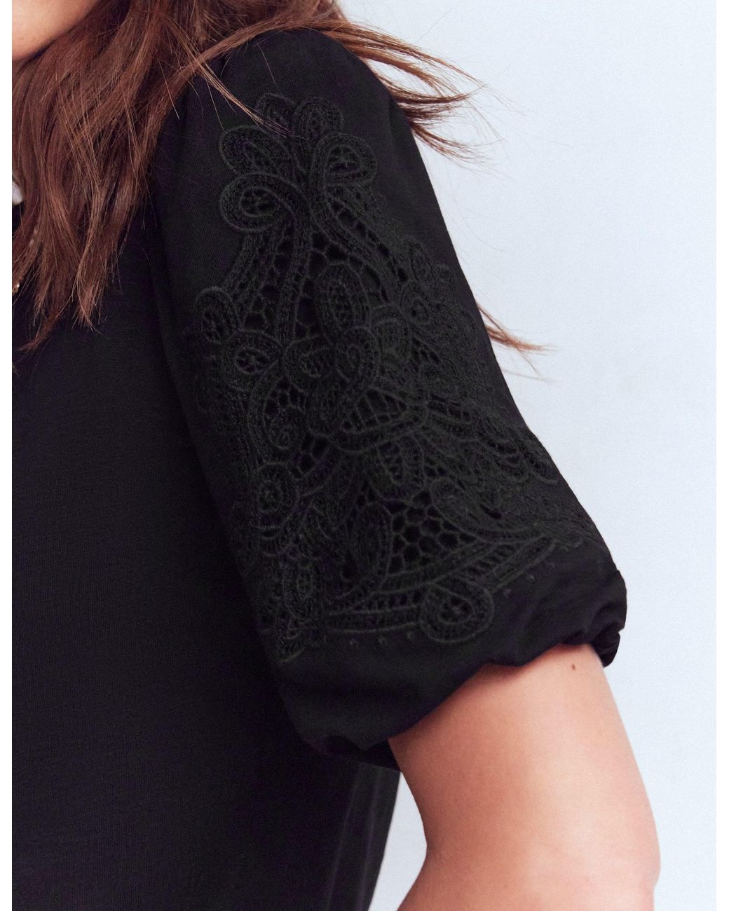 Boden Blue Cutwork Detail Jersey Top