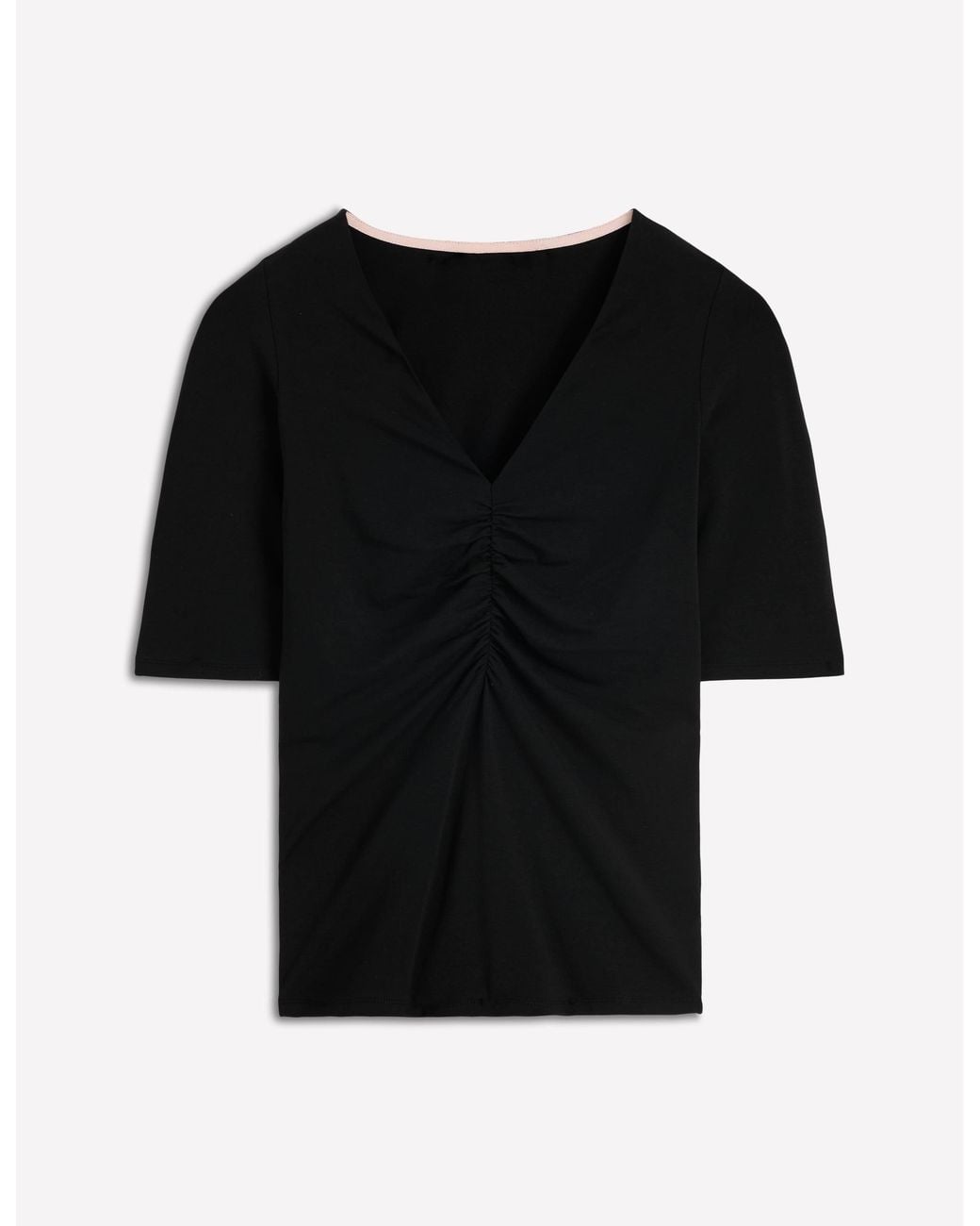 Boden Black Tia Ruched V-Neck Top