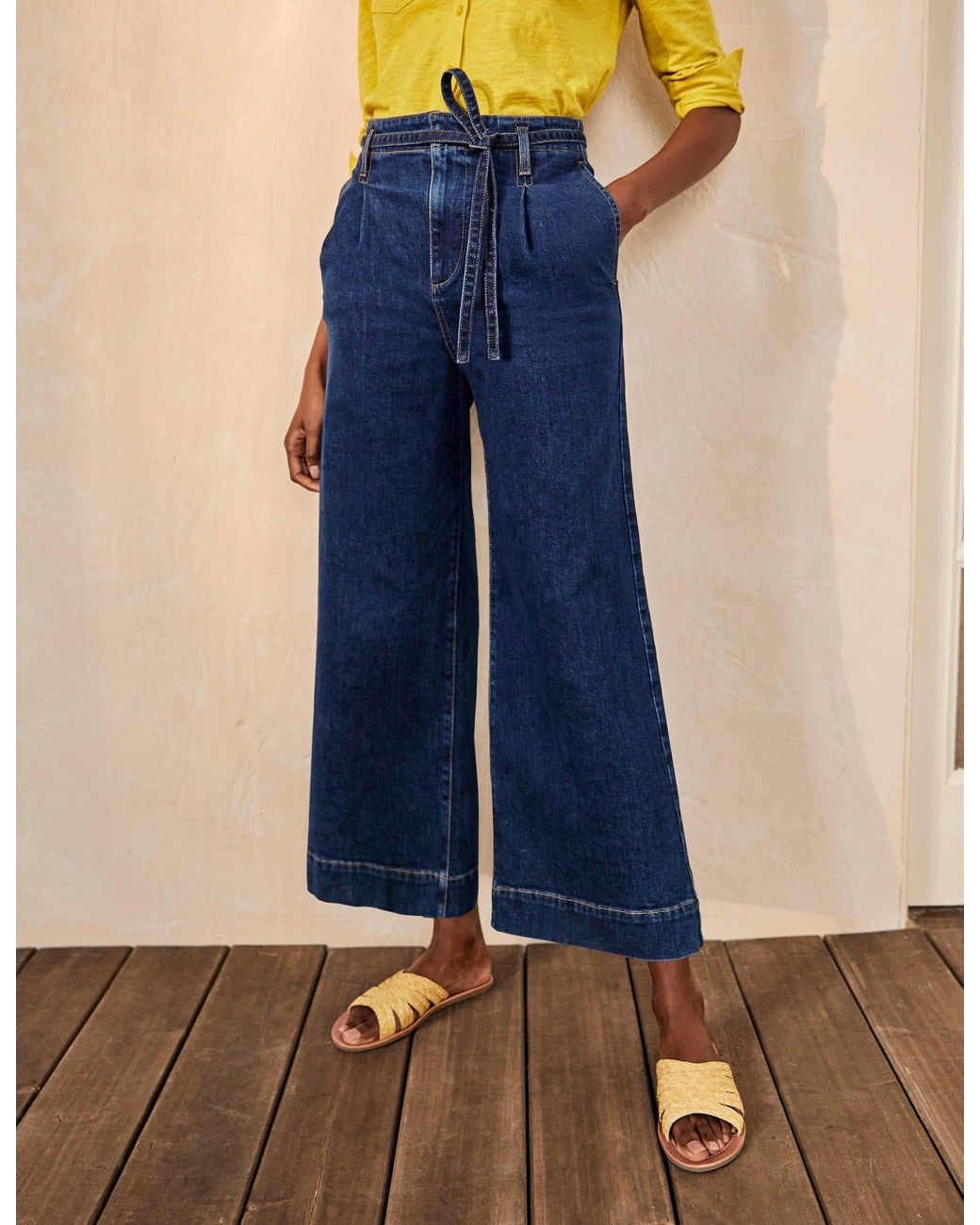 Boden Cotton Wide Leg Culottes Mid Vintage, Plain Pattern in Denim (Blue) -  Lyst