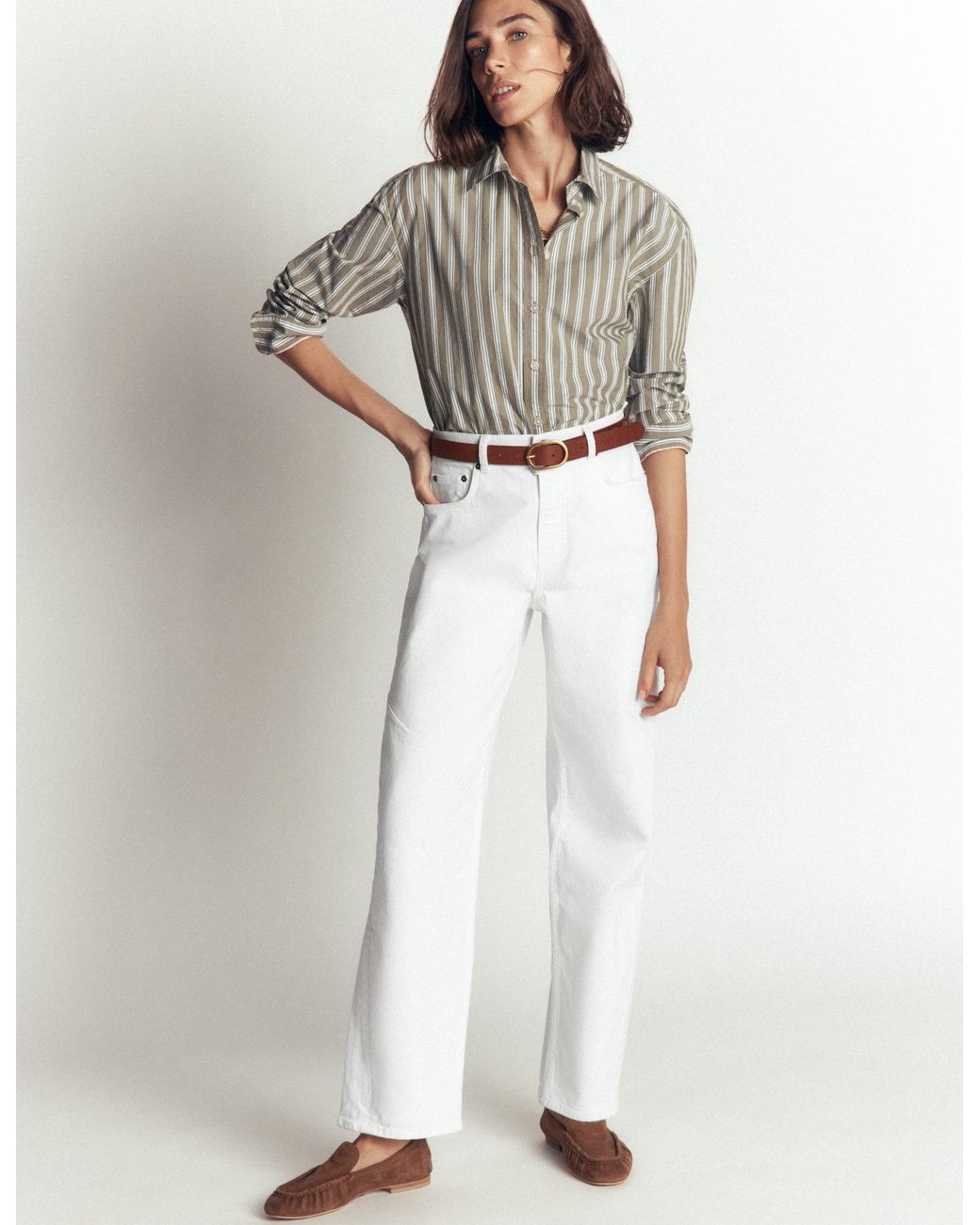 Boden White Barrel Leg Jeans