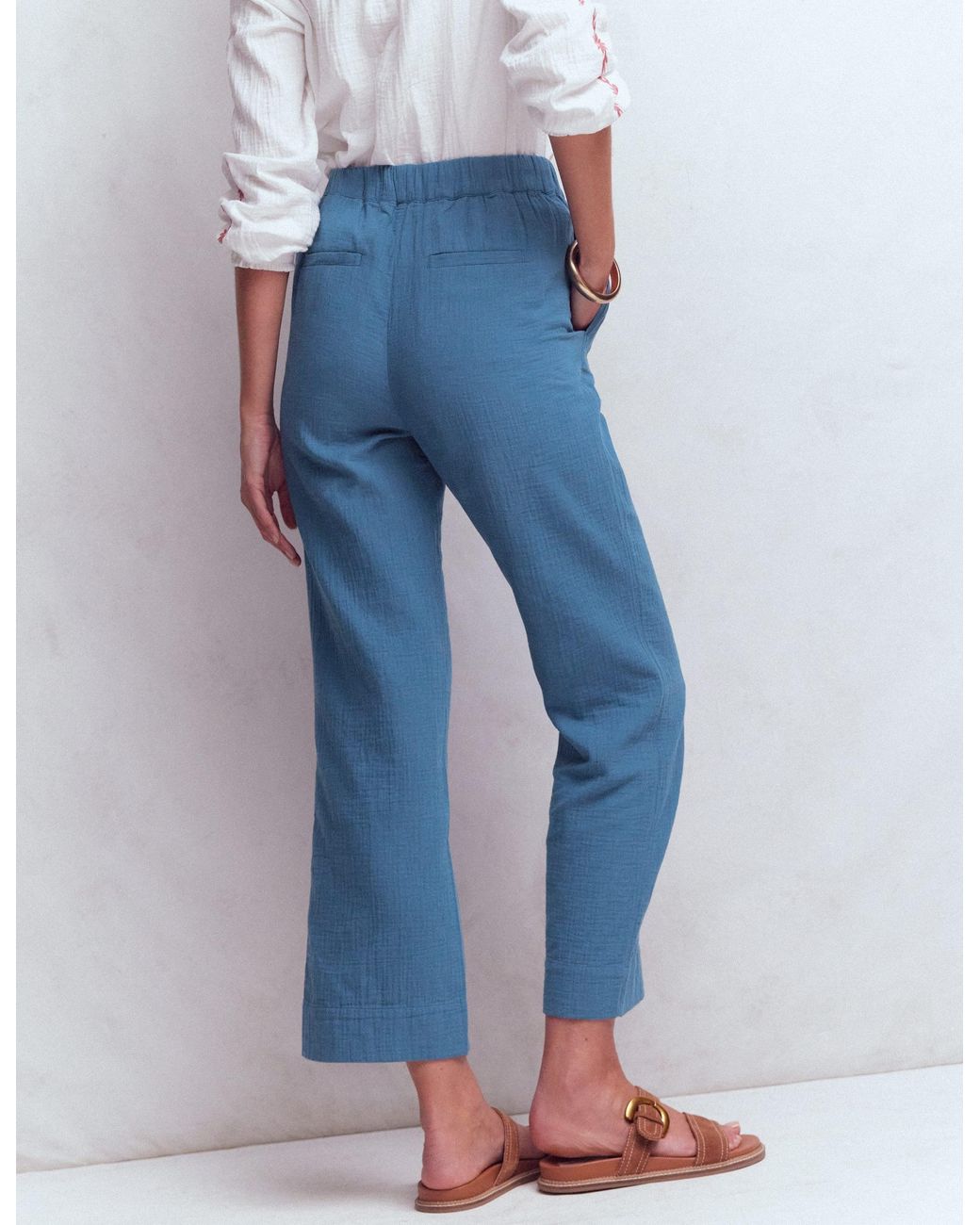 Boden Blue Pull On Double Cloth Trousers