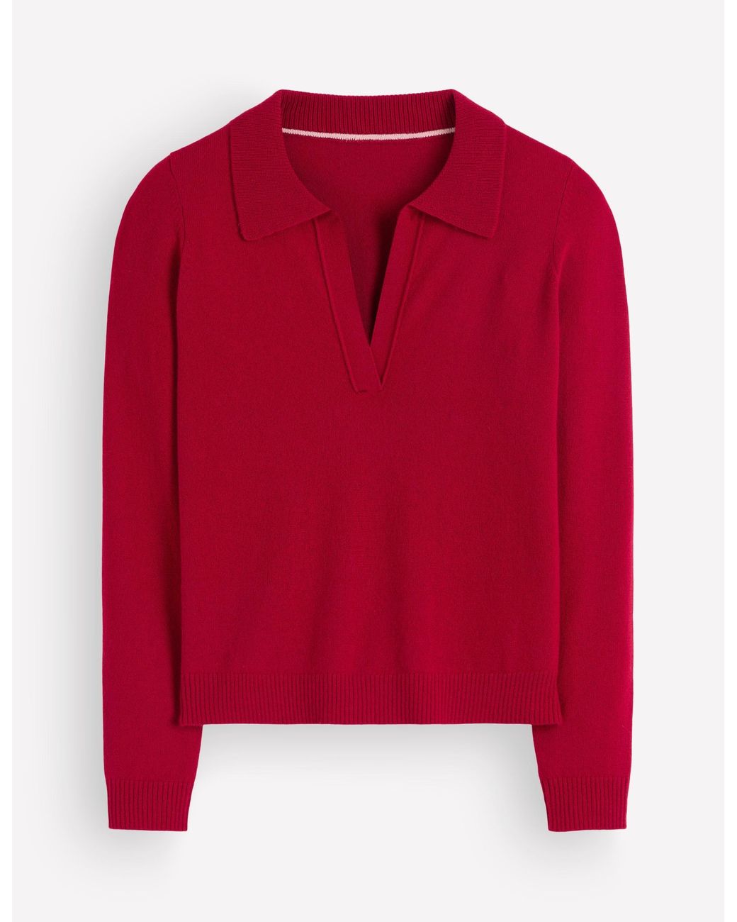 Boden Red Elsie Cashmere Henley Sweater