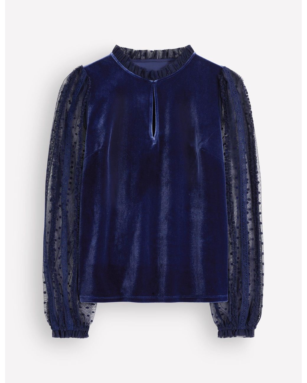 Boden Blue Tulle Mix Velvet Top