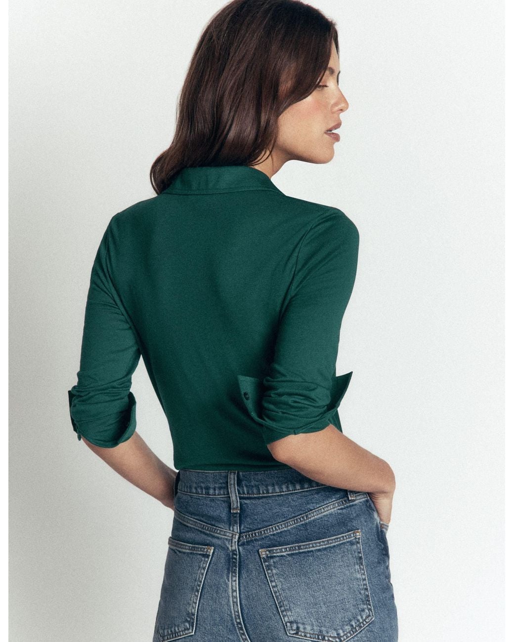 Boden Green Supersoft Ruched Jersey Shirt