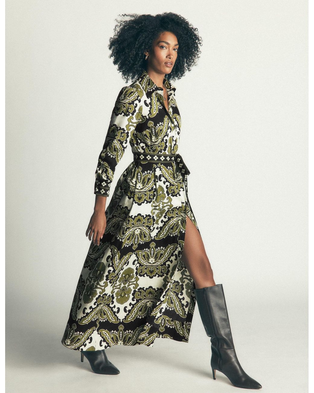Boden Green Maeve Cotton Midi Shirt Dress