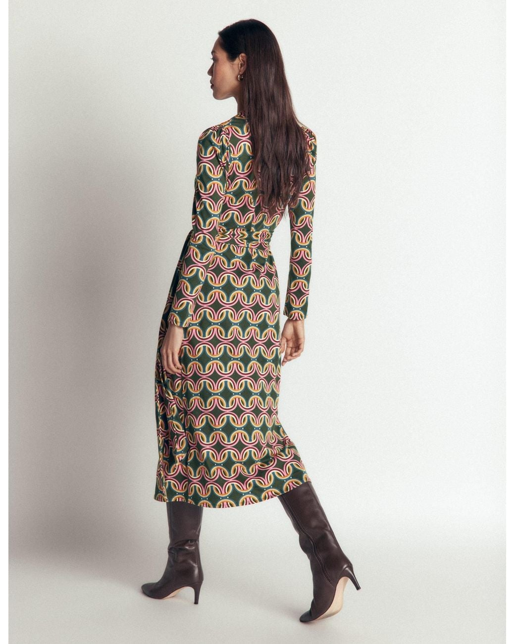 Boden Brown Honor Column Jersey Midi Dress