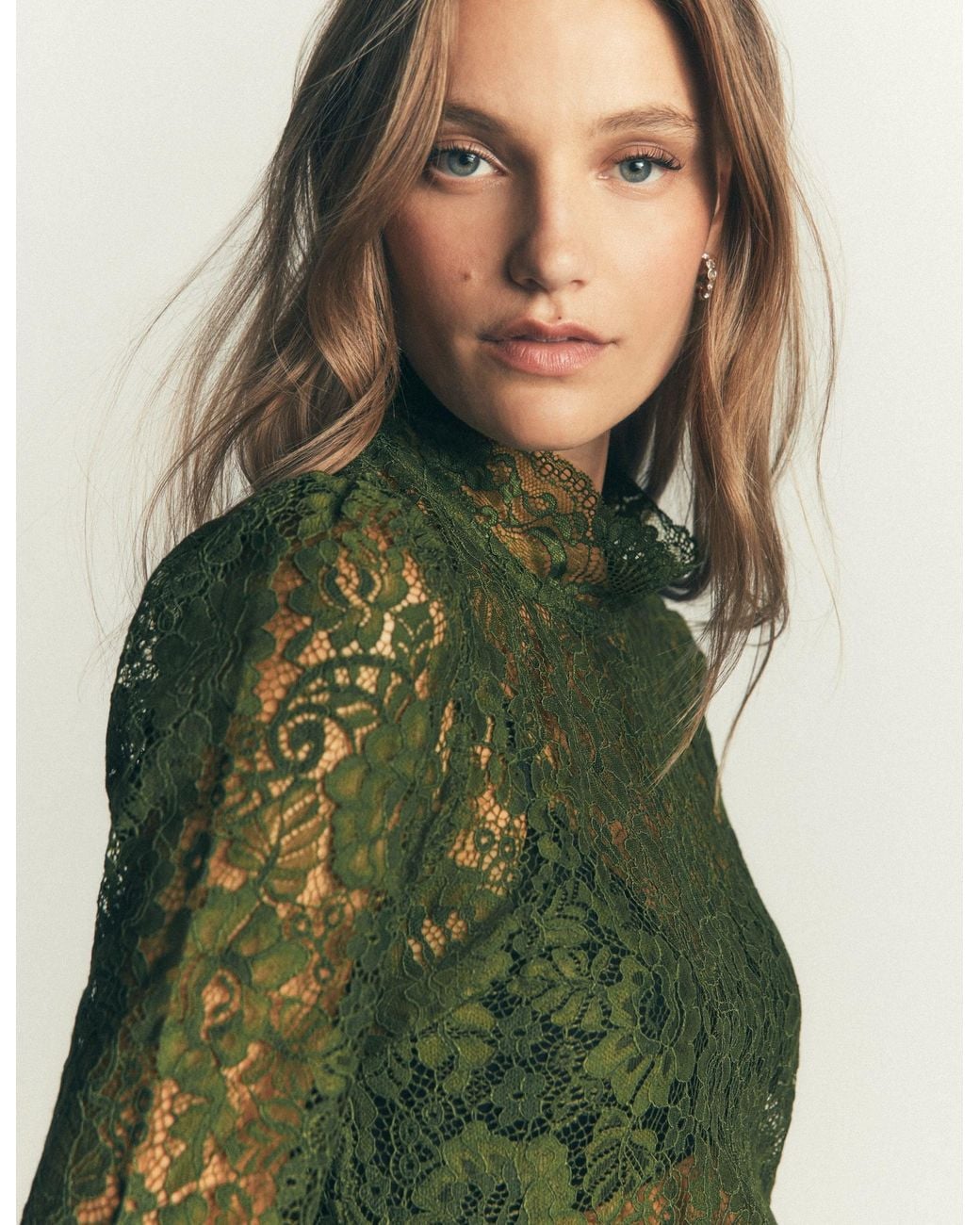 Boden Green Lace Detail Top