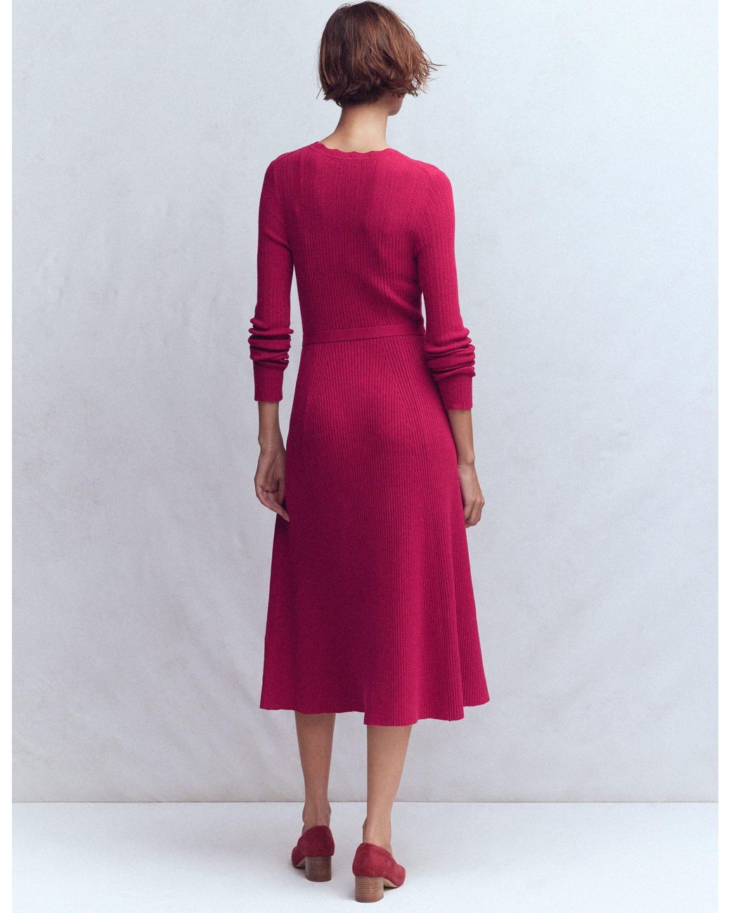 Boden Red Isobel Knitted Midi Dress