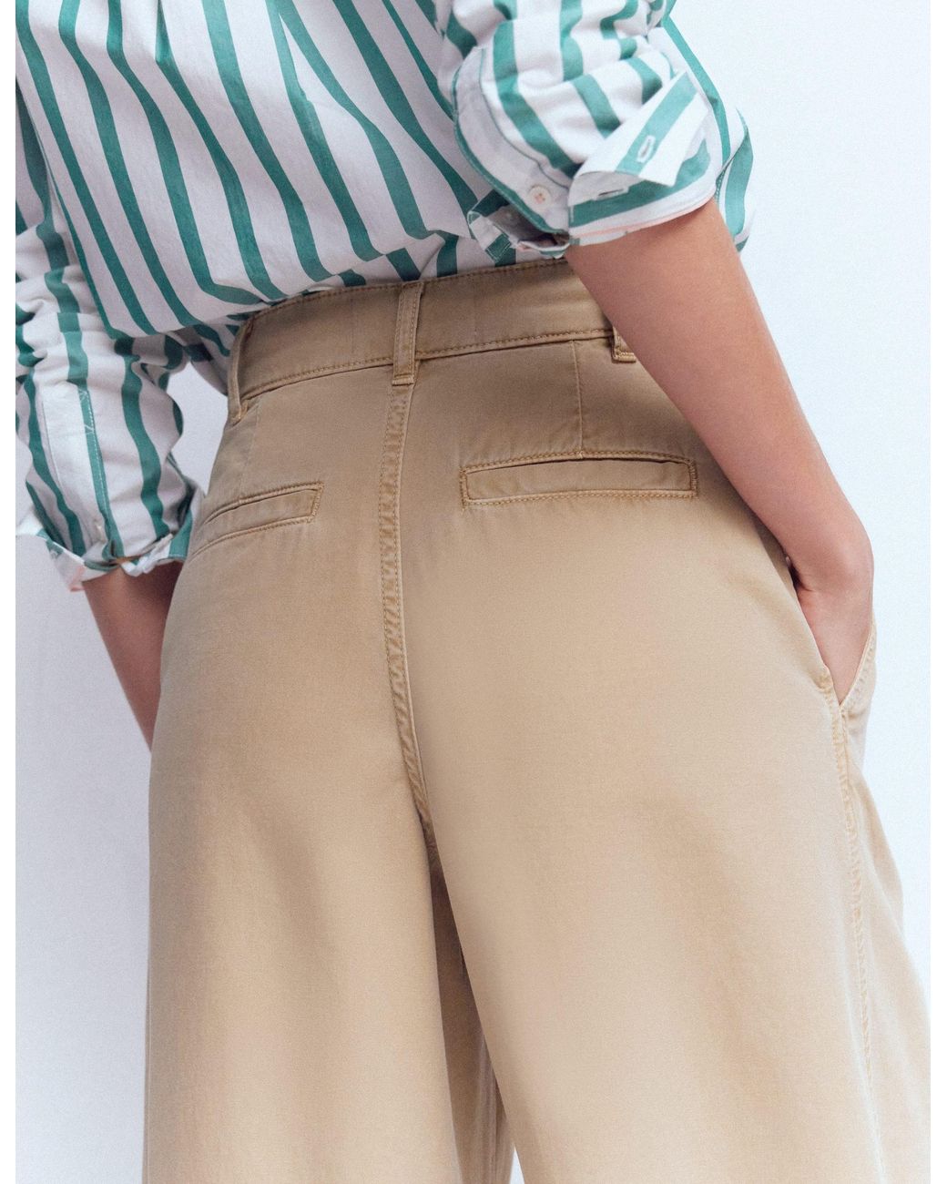 Boden Blue Pleat Barrel Leg Trousers