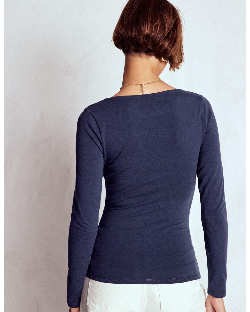 Boden Blue Double Layer Square Neck Top