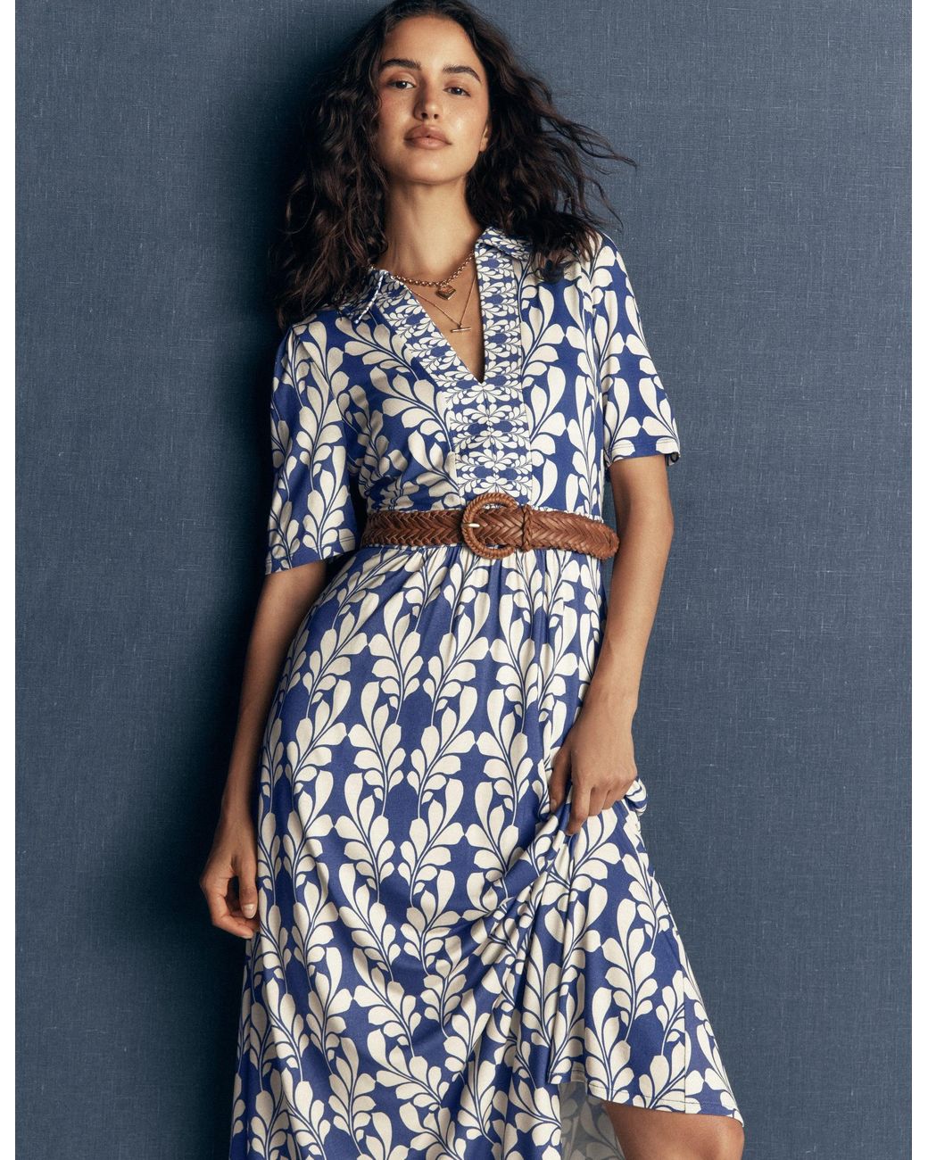Boden Blue Heidi Jersey Midi Tea Dress