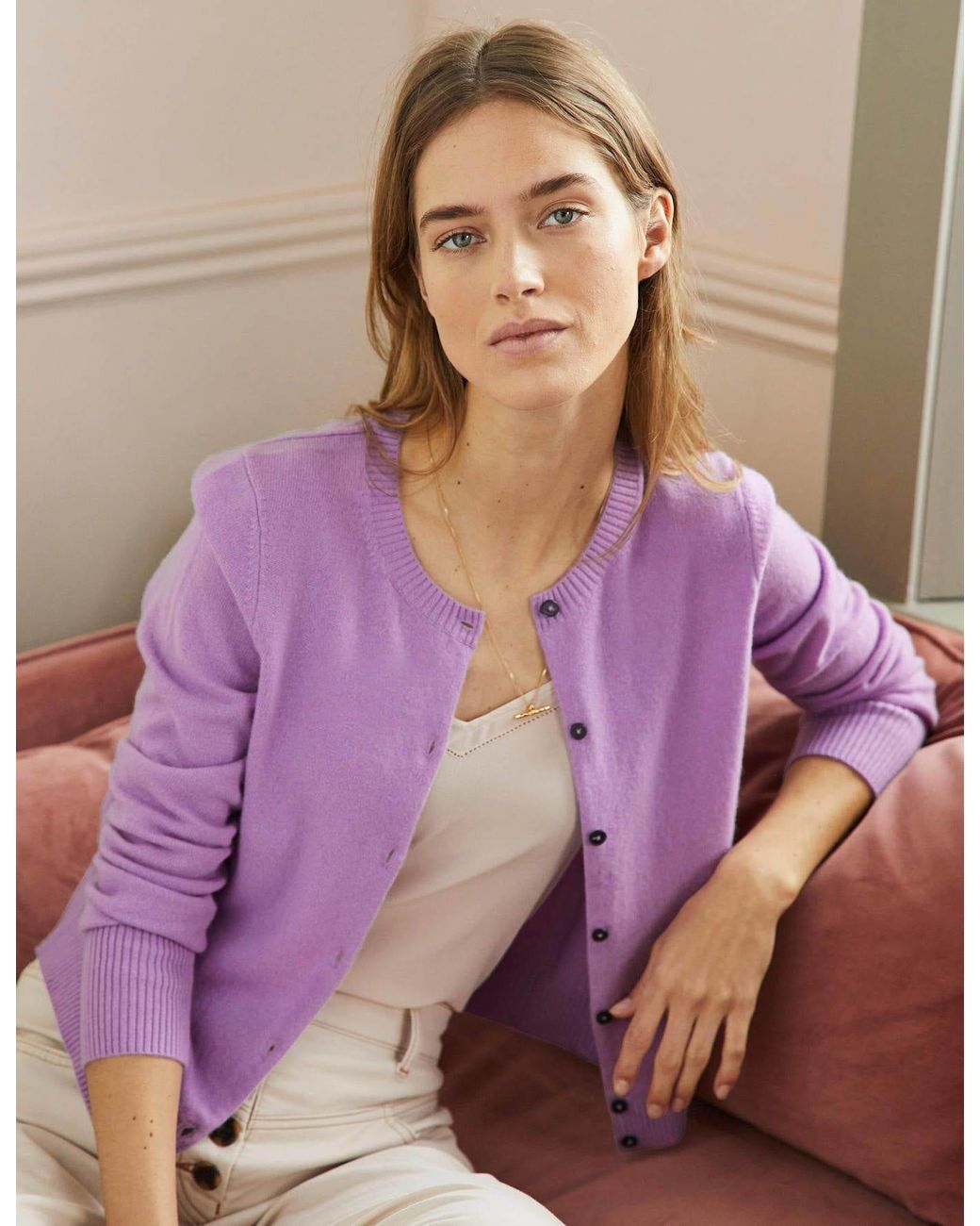 Boden Cashmere Cropped Cardigan Purple | Lyst