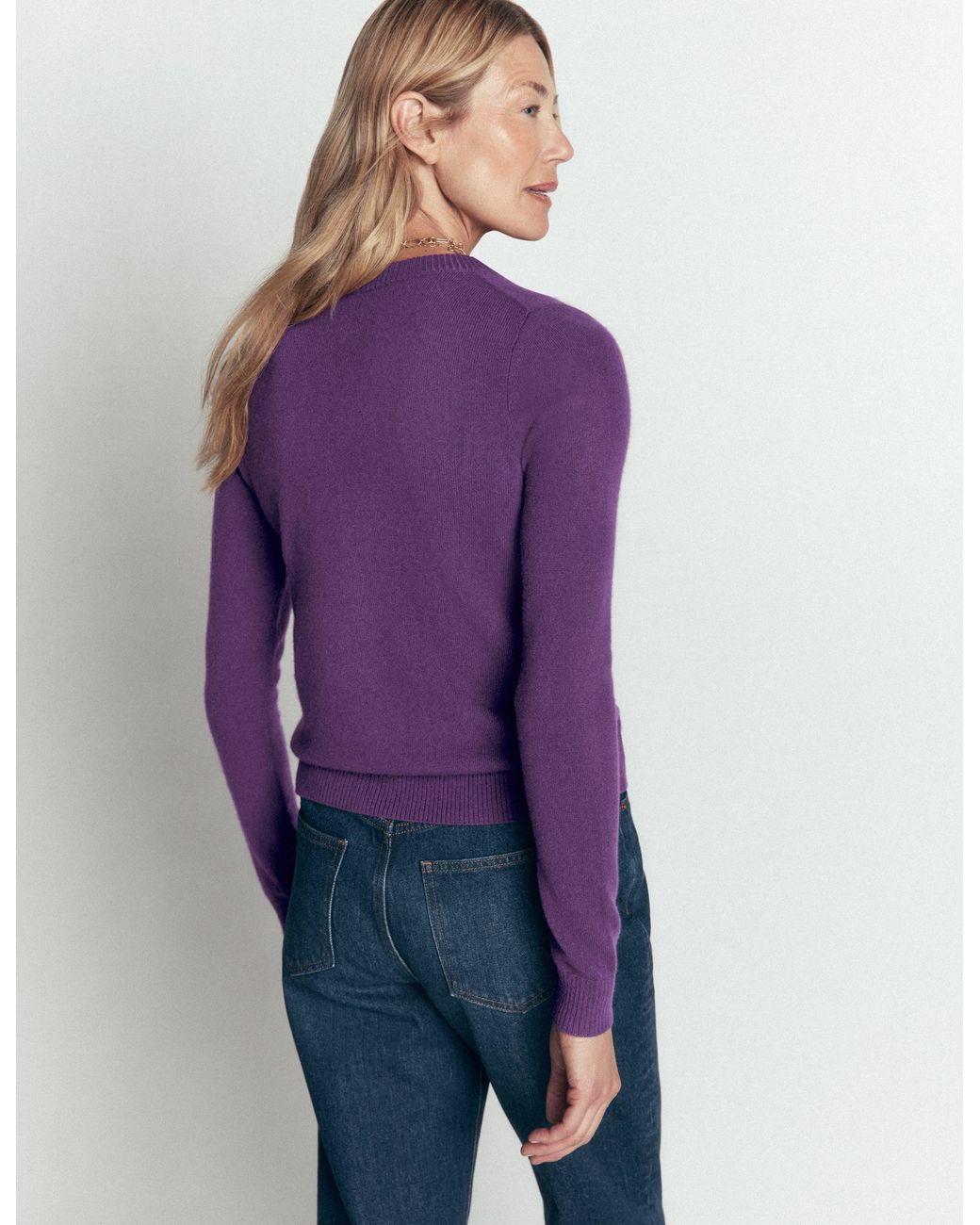 Boden Purple Elsie Cashmere Crew Cardigan