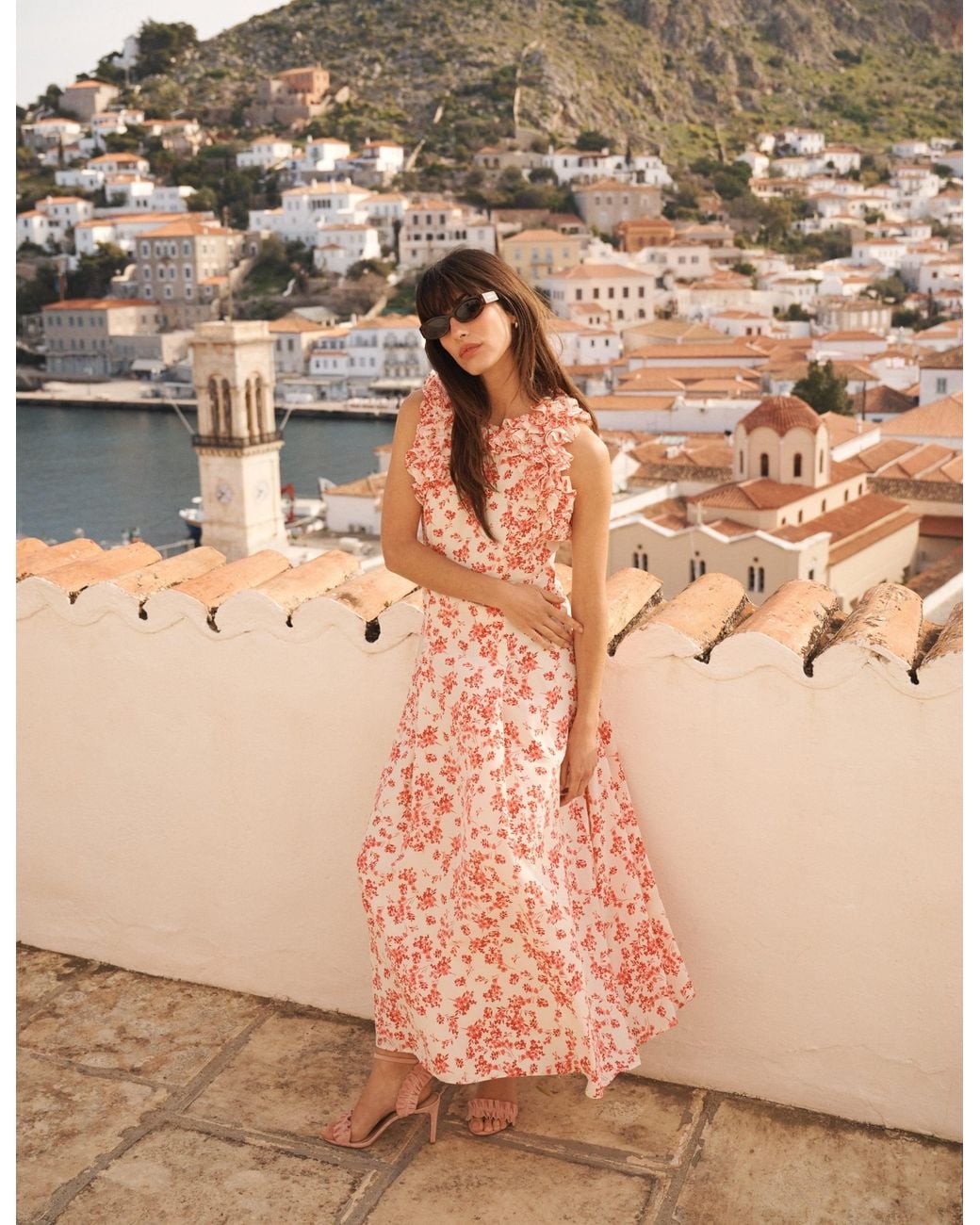 Boden Natural Ruffle Silk Midi Dress