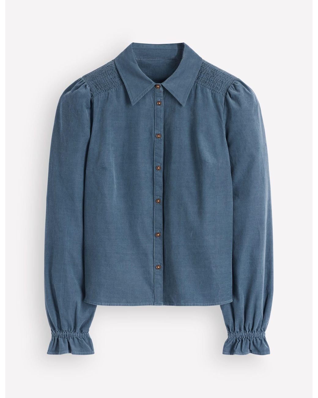 Boden Blue Smock Shoulder Cord Top