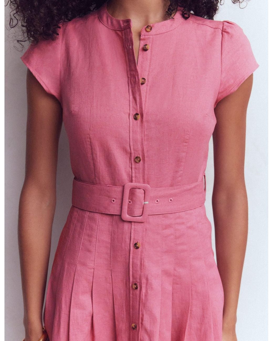 Boden Pink Arabella Linen Blend Dress