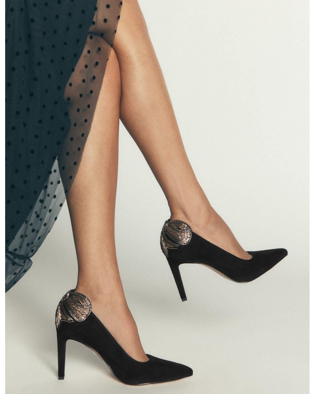 Boden Black Embellished Court Shoes