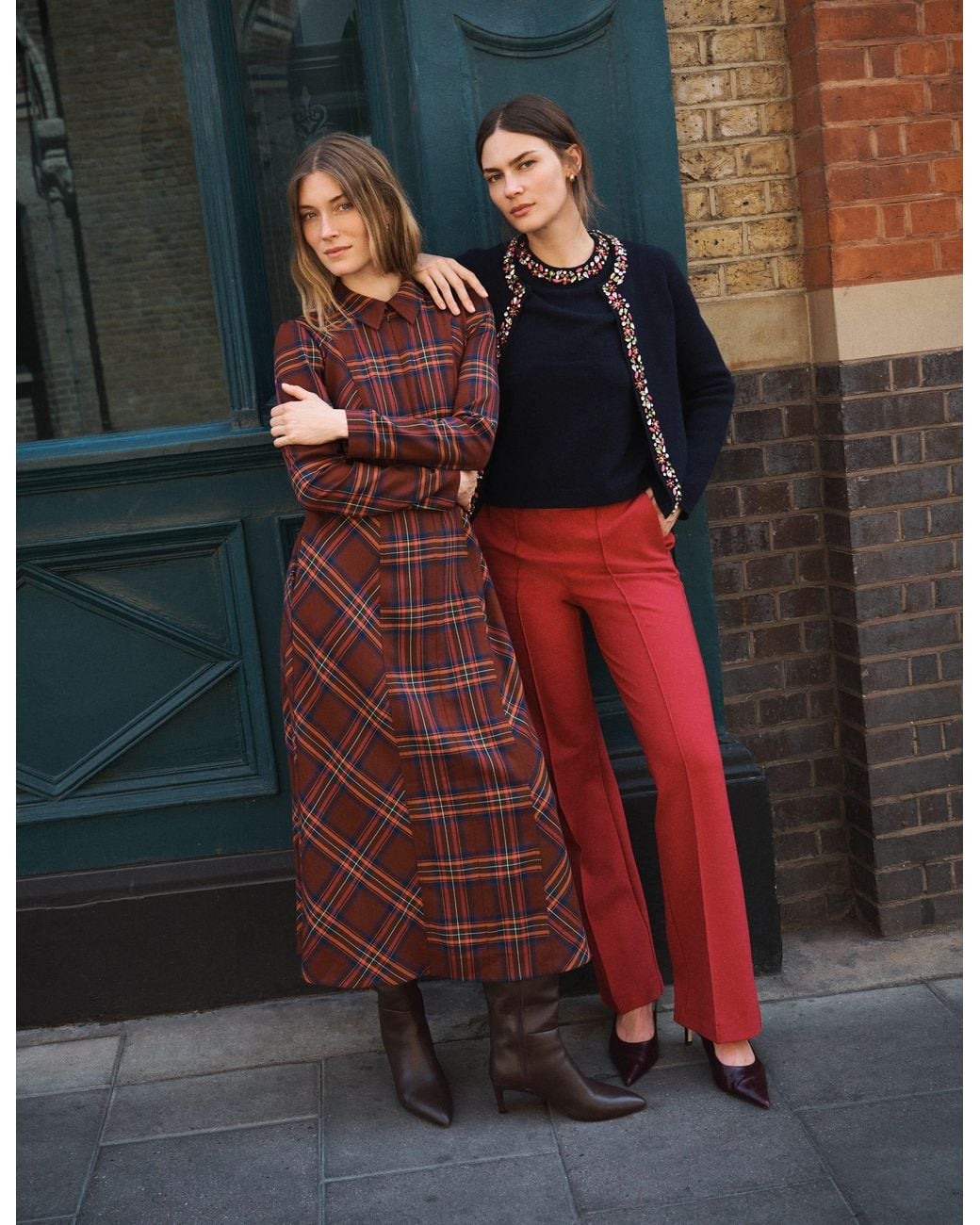 Boden Una Collared Check Midi Dress