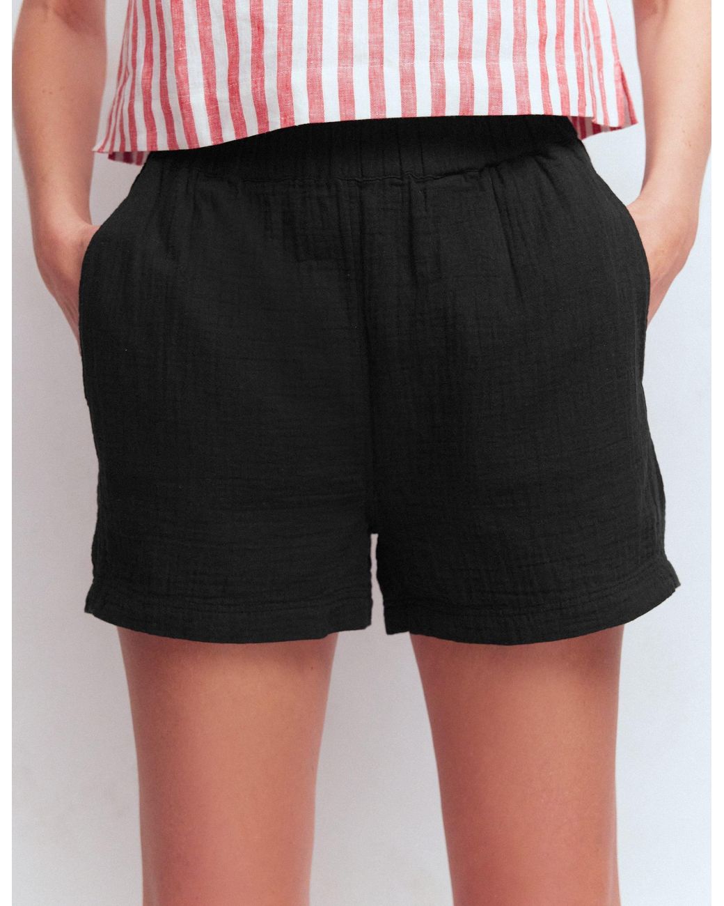 Boden Black Pull On Double Cloth Shorts