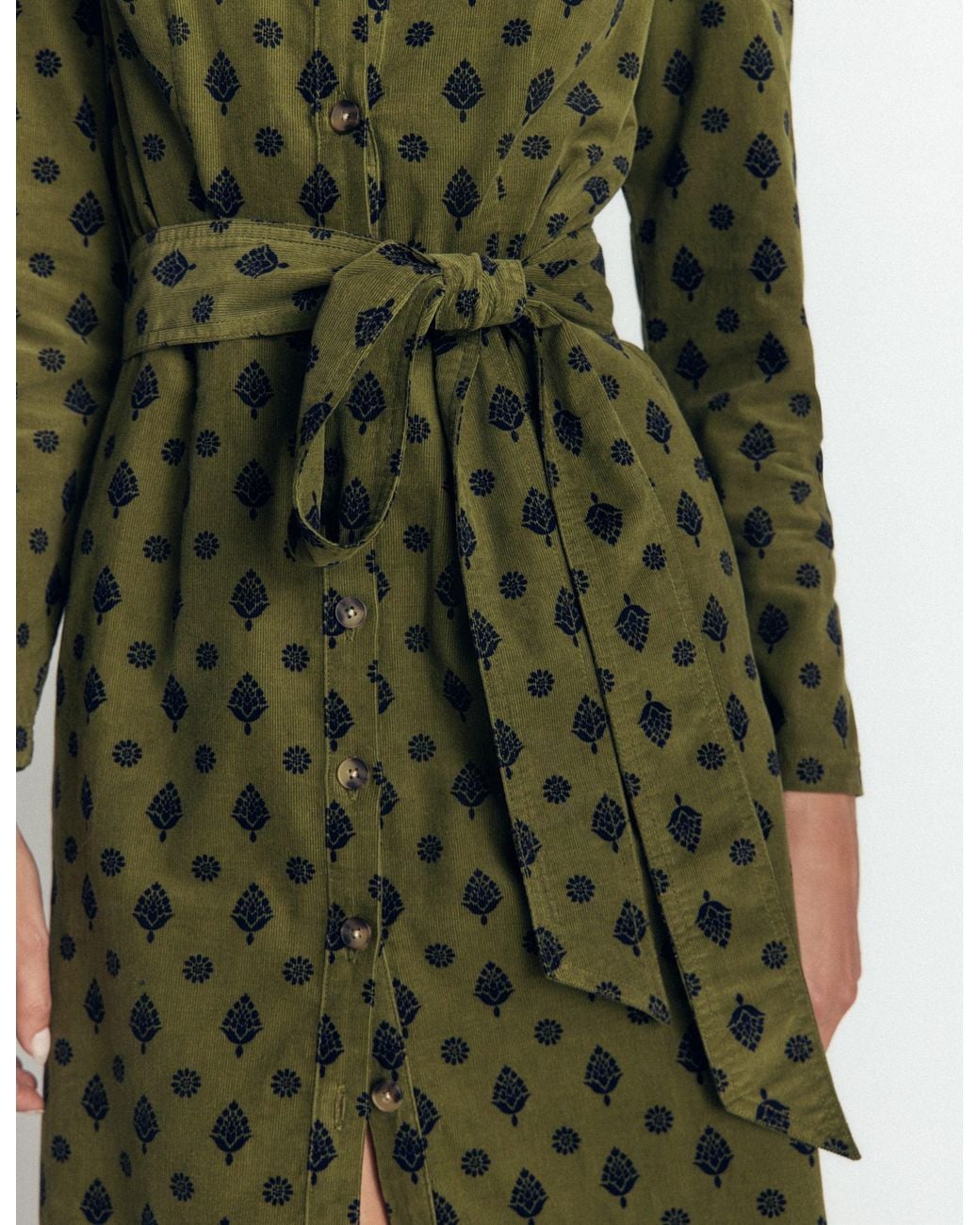 Boden Green Louise Cord Midi Shirt Dress