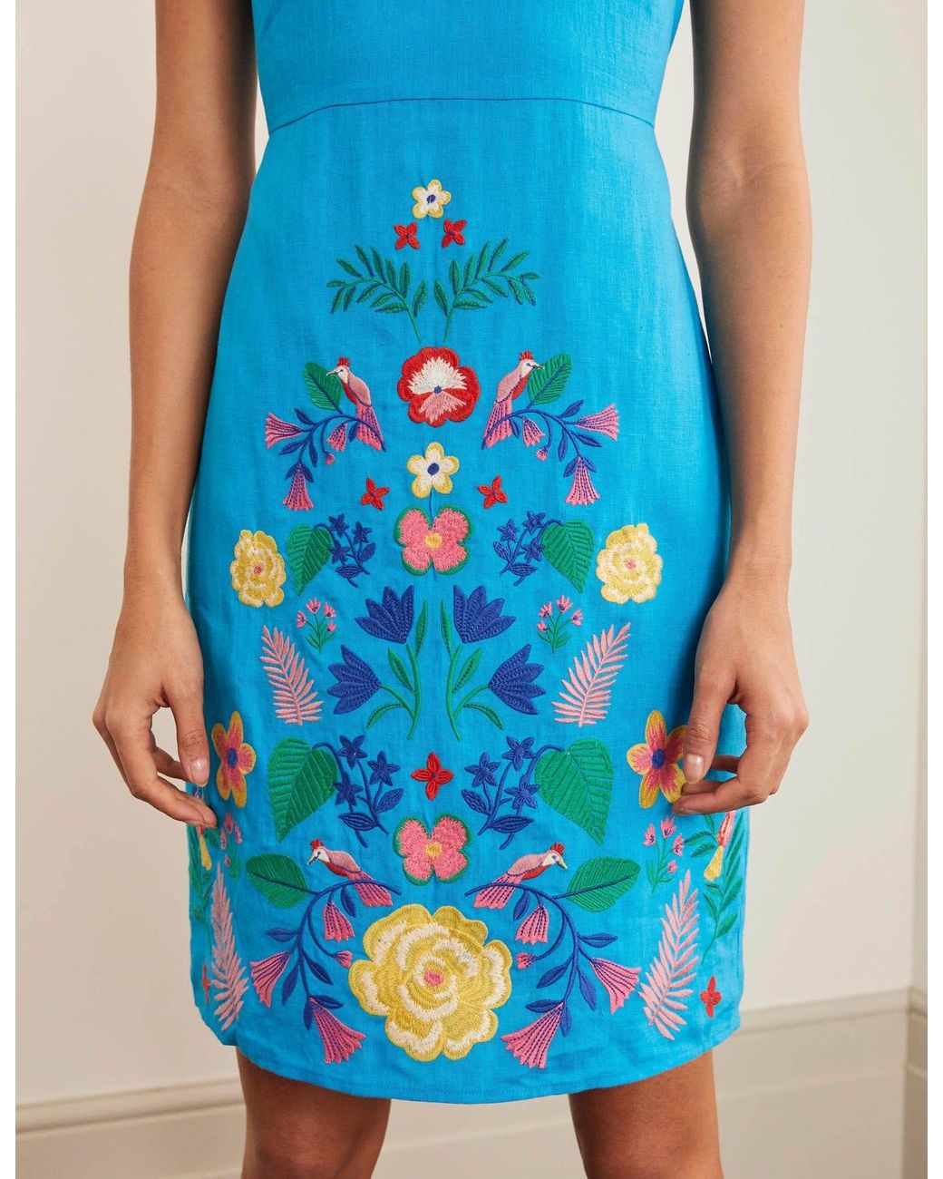 Boden Laura Linen Embroidered Dress 