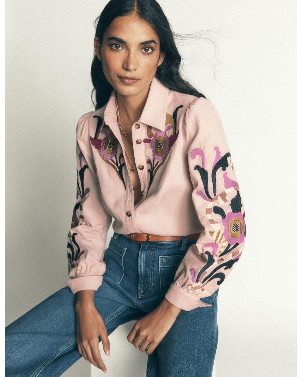Boden Pink Sky Cord Shirt