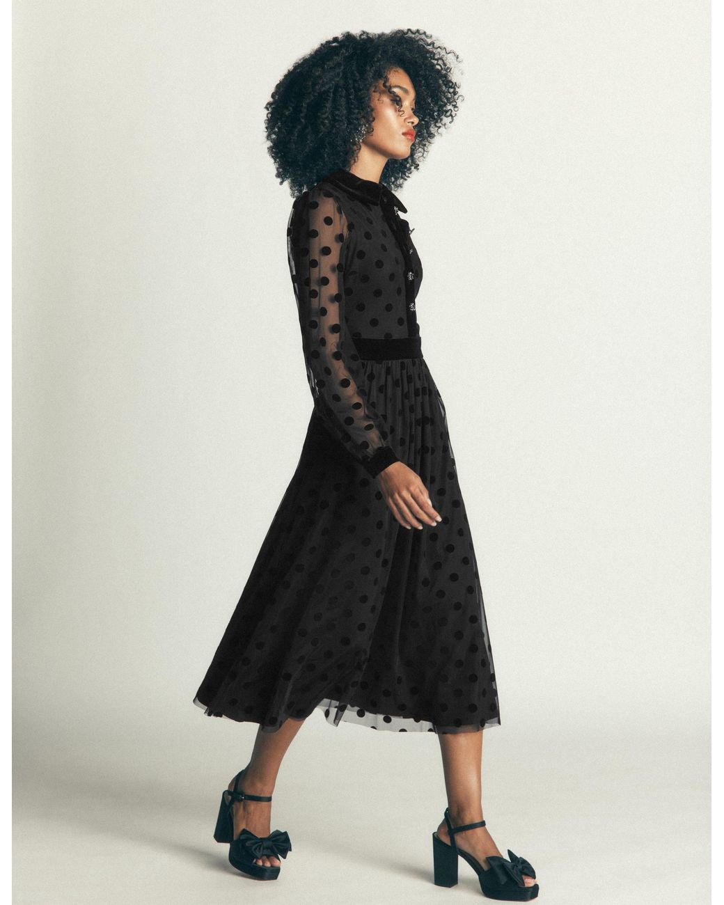 Boden Black Contrast Detail Tulle Dress